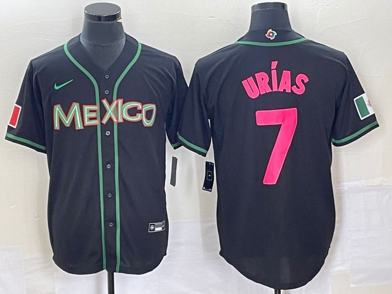 Men 2023 World Cub Mexico #7 Urias Black pink Nike MLB Jersey44->more jerseys->MLB Jersey